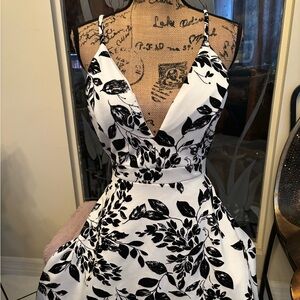 Honey and Rosie Black and White Floral Mini Dress